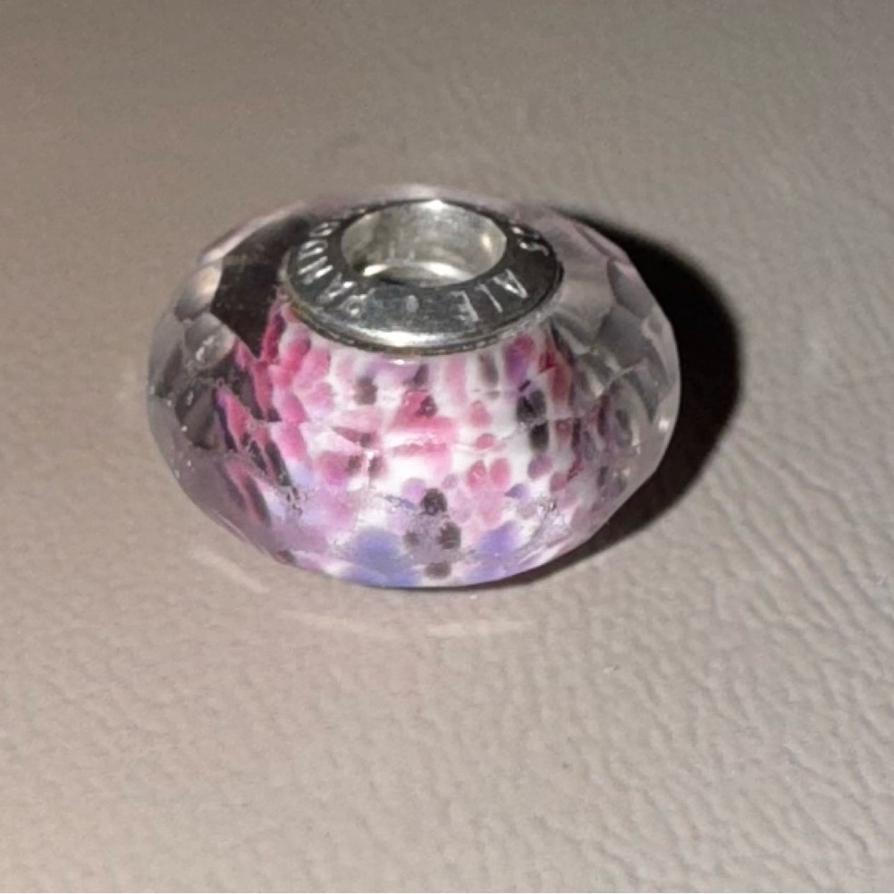 Vintage Genuine Pandora Pink Sea Glass .925 Sterling Silver Bead Charm